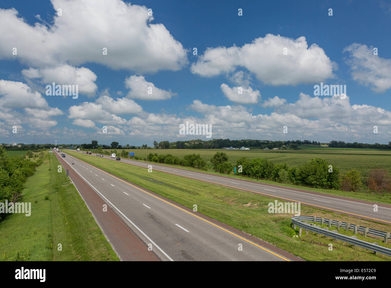 freeway through rural landscape of Missouri with corn fields and village Stock Photo Alamy