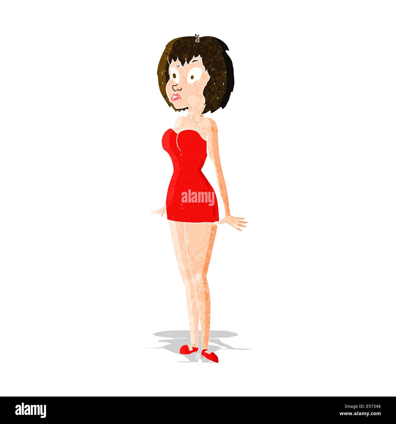 cartoon surprised woman in short dress Stock Vector