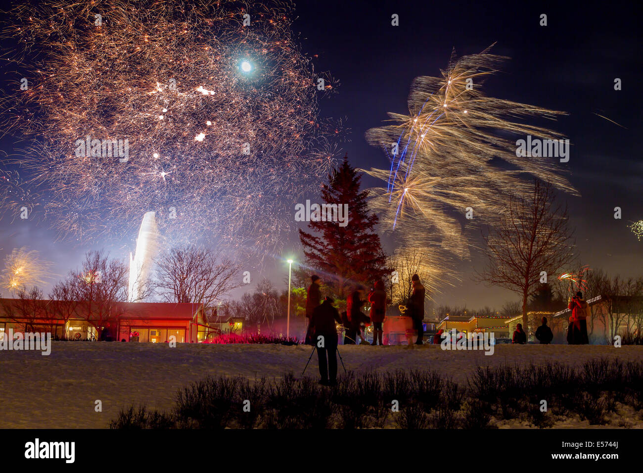 Fireworks, New Year's Eve, Reykjavik, Iceland Stock Photo