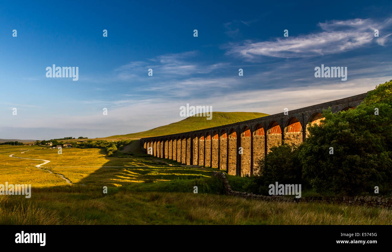 Ribblehead viaduct in beautiful evening light Stock Photo