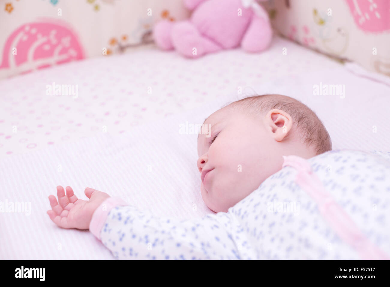 Cute Baby Girl Sleeping In Her Crib Stock Photo 72072371 Alamy