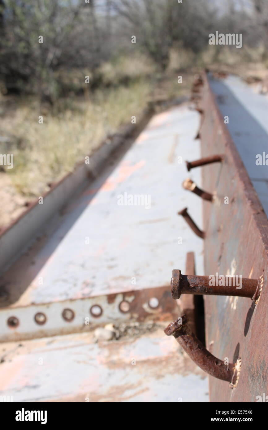 An abandoned steel girder near Chama River, New Mexico Stock Photo