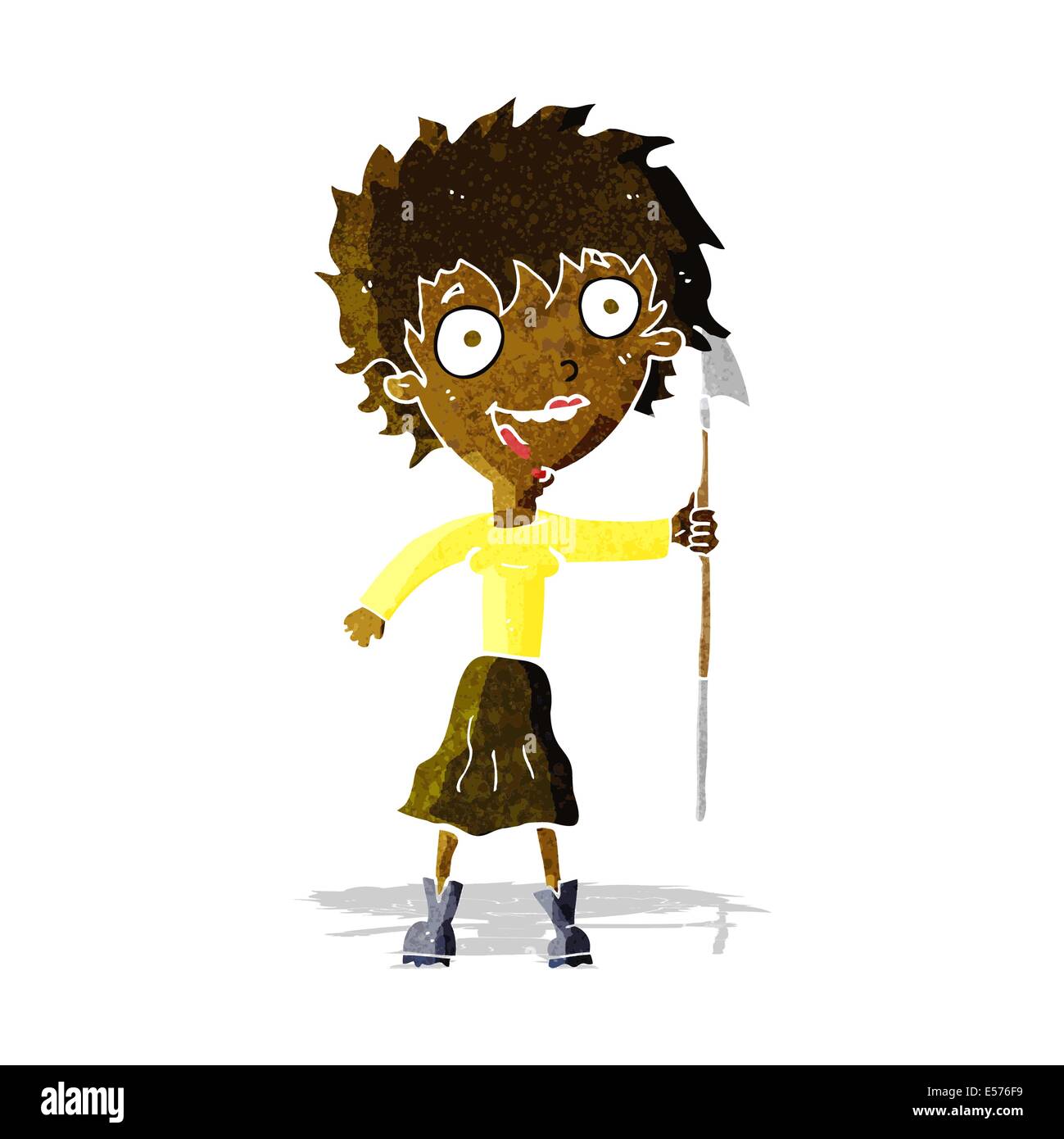 cartoon crazy woman with spear Stock Vector Image & Art - Alamy