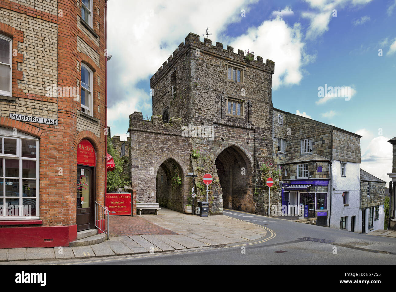 Southgate arch in Launceston Cornwall Stock Photo