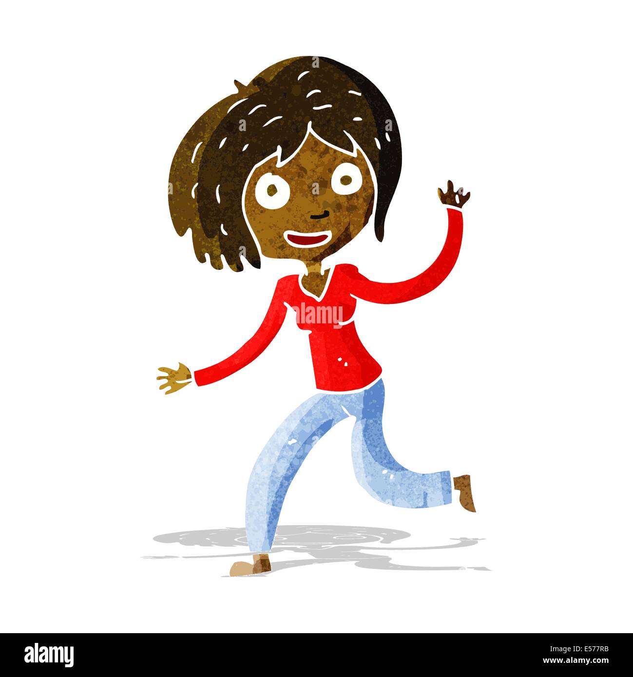 cartoon happy waving girl Stock Vector Image & Art - Alamy