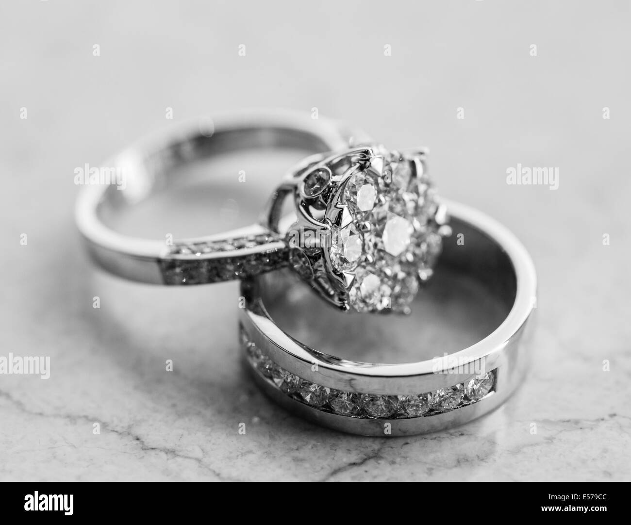 Engagement ring set Stock Photo