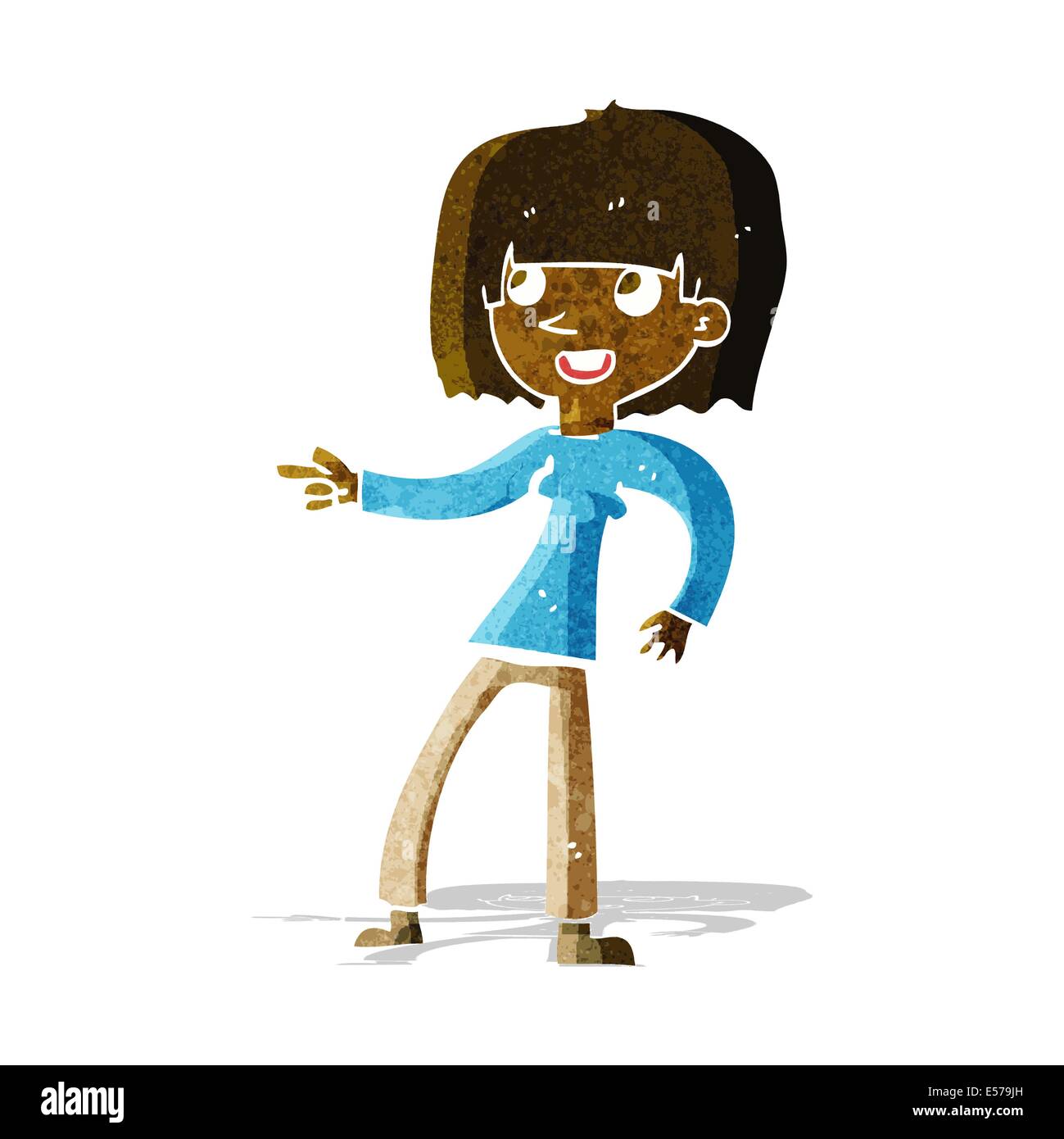 Brunette Healthy Skinny Girl Cartoon Character Illustration
