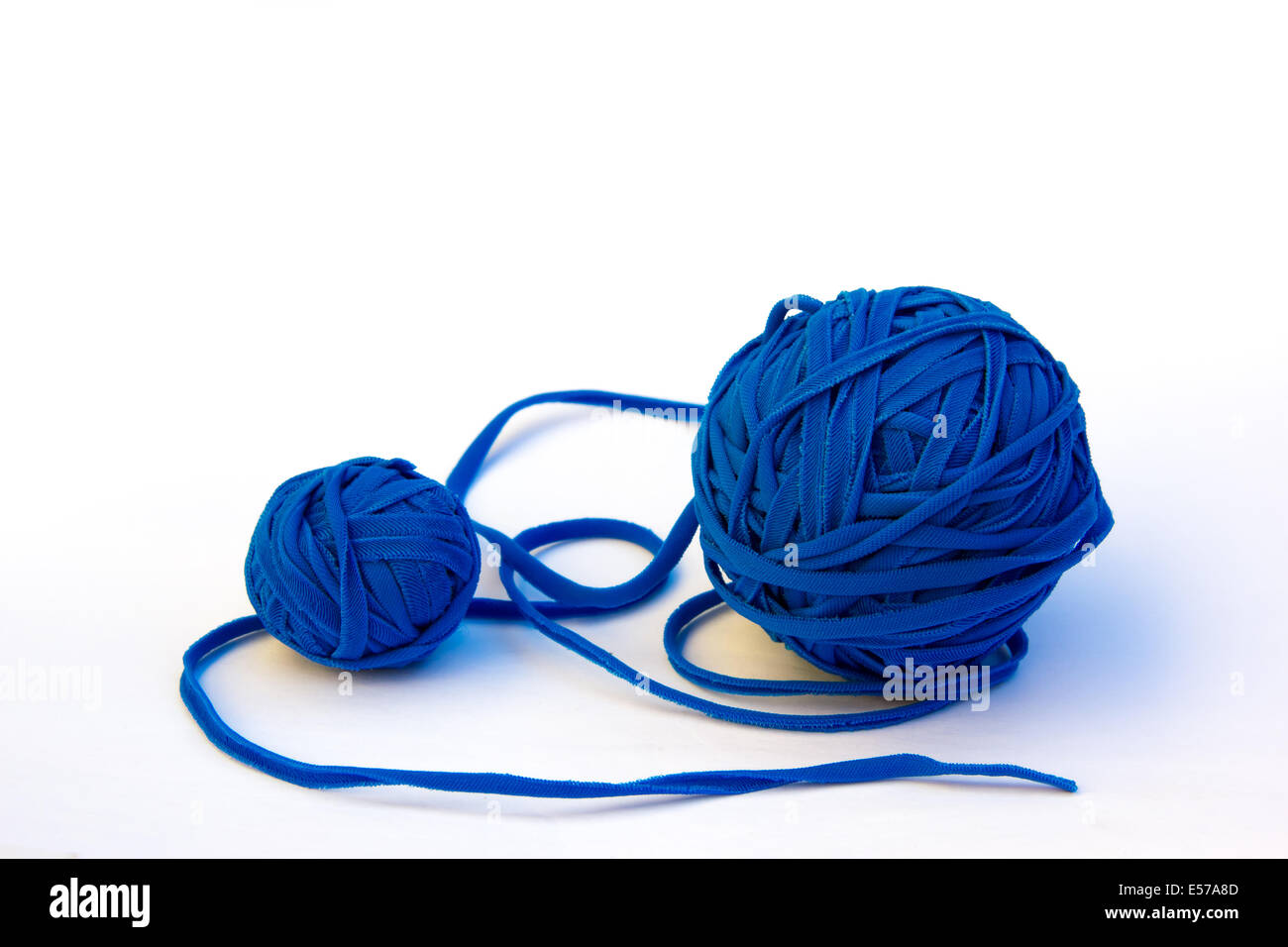 Blue recycled crochet balls Stock Photo