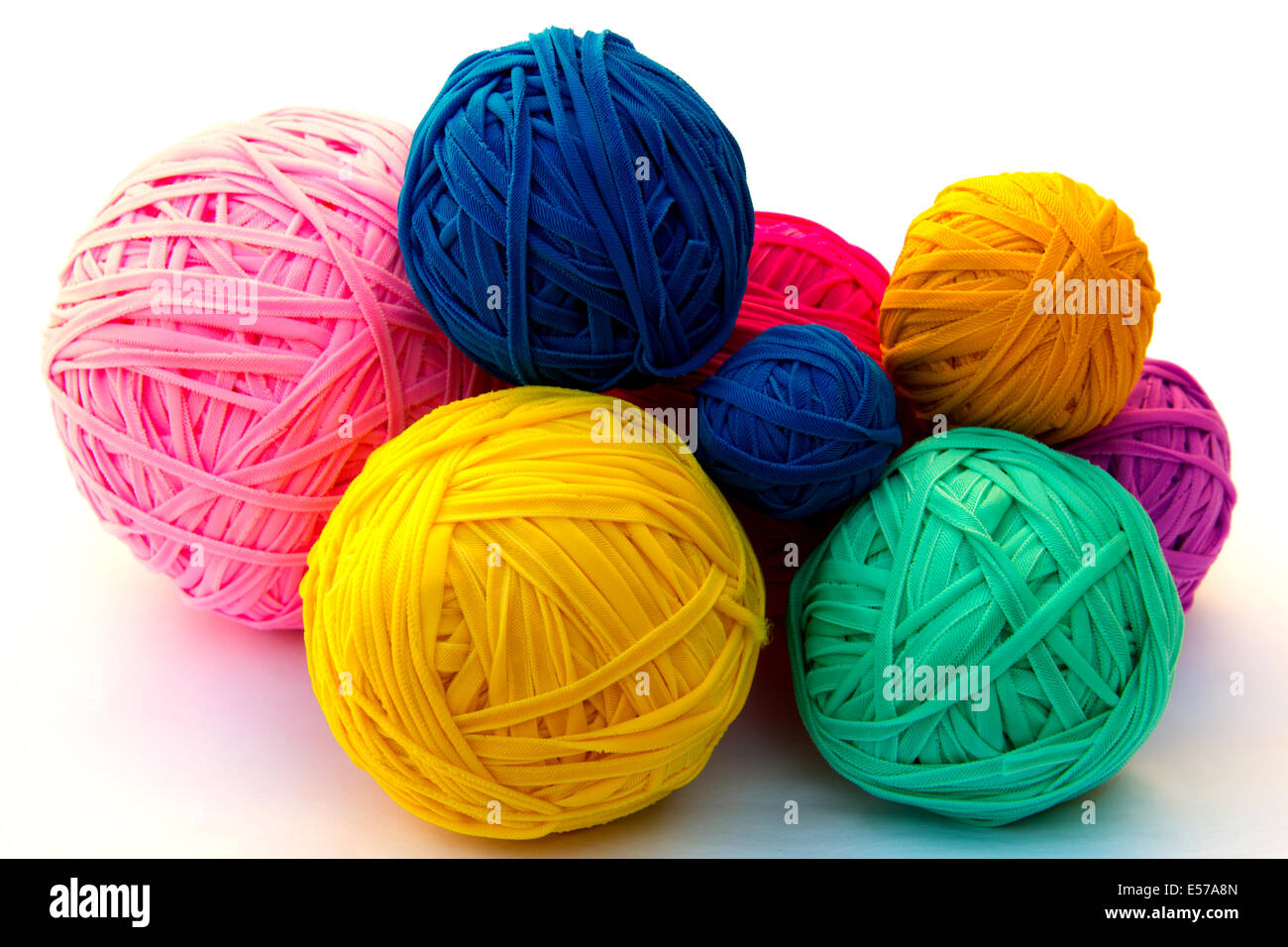 Colorful recycled crochet balls Stock Photo
