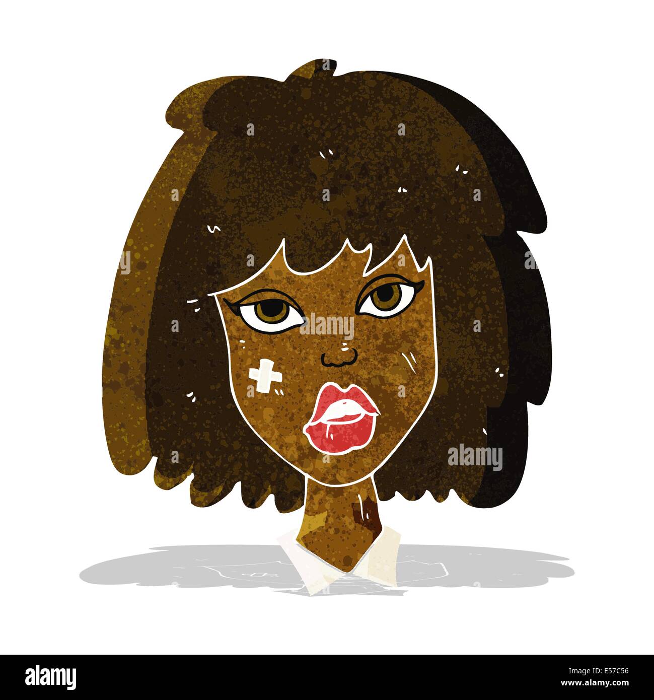 cartoon woman with bruised face Stock Vector