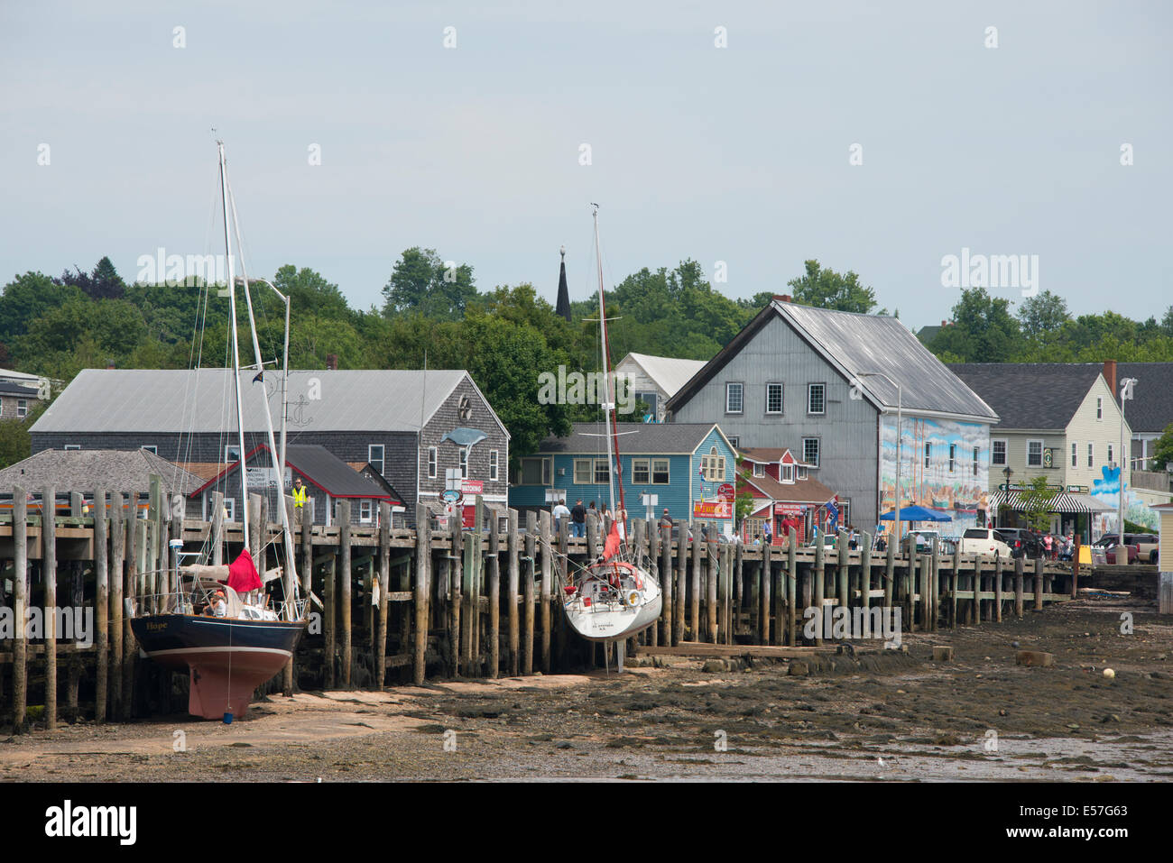 Canada, New Brunswick, Charlotte County. St. Andrews (aka St. Andrews-by-the-Sea), Passamaquoddy Bay at low tide. Stock Photo