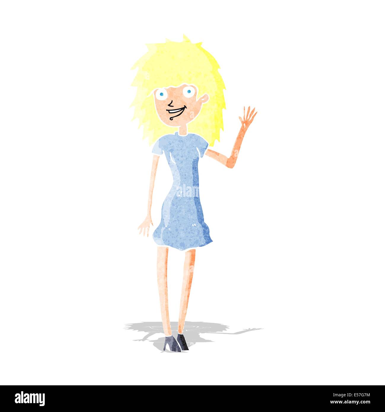 cartoon happy woman waving Stock Vector Image & Art - Alamy