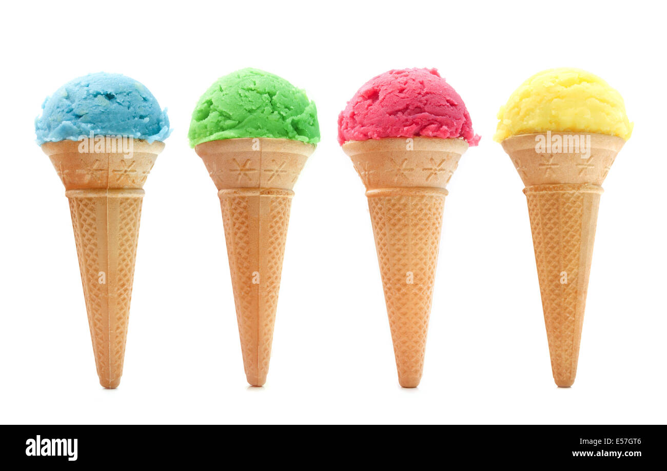 Assorted ice cream cones Stock Photo