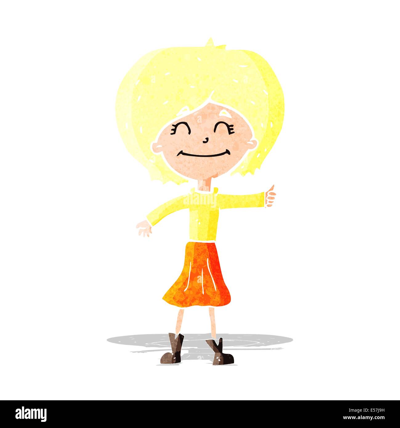 cartoon happy girl giving thumbs up symbol Stock Vector Image & Art - Alamy