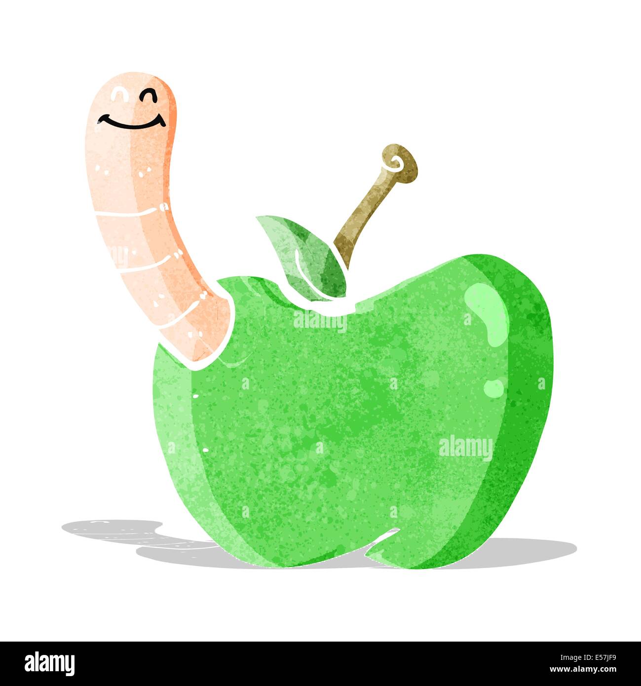 cartoon apple with worm Stock Vector Image & Art - Alamy