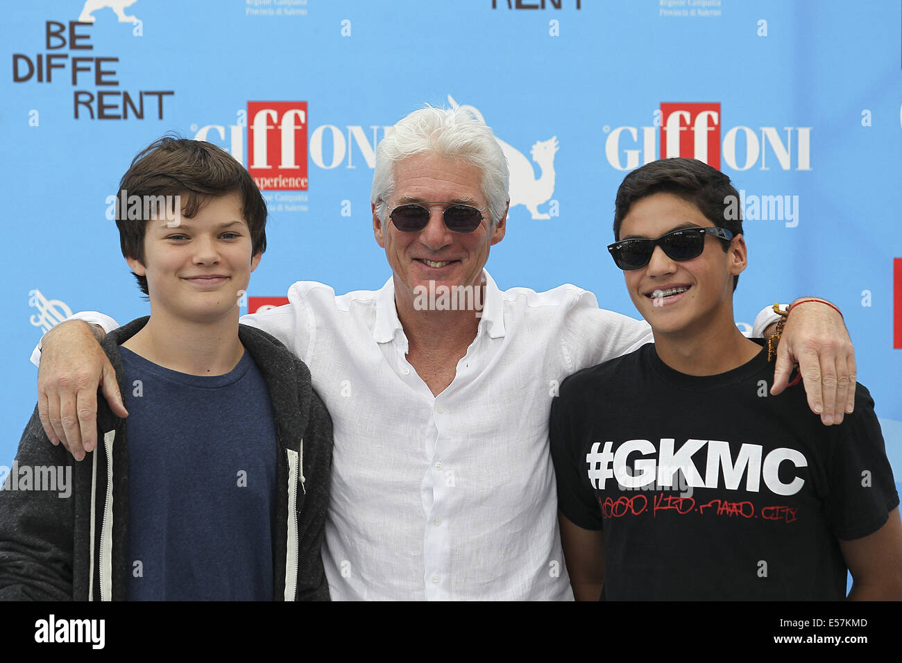 Giffoni Valle Piana Italia 22nd July 2014 Italy Giffoni Valle Piana Richard Gere At Giffoni Film Festival 2014 In This Photo Richard Gere At Photocall With His Sons Credit Marco