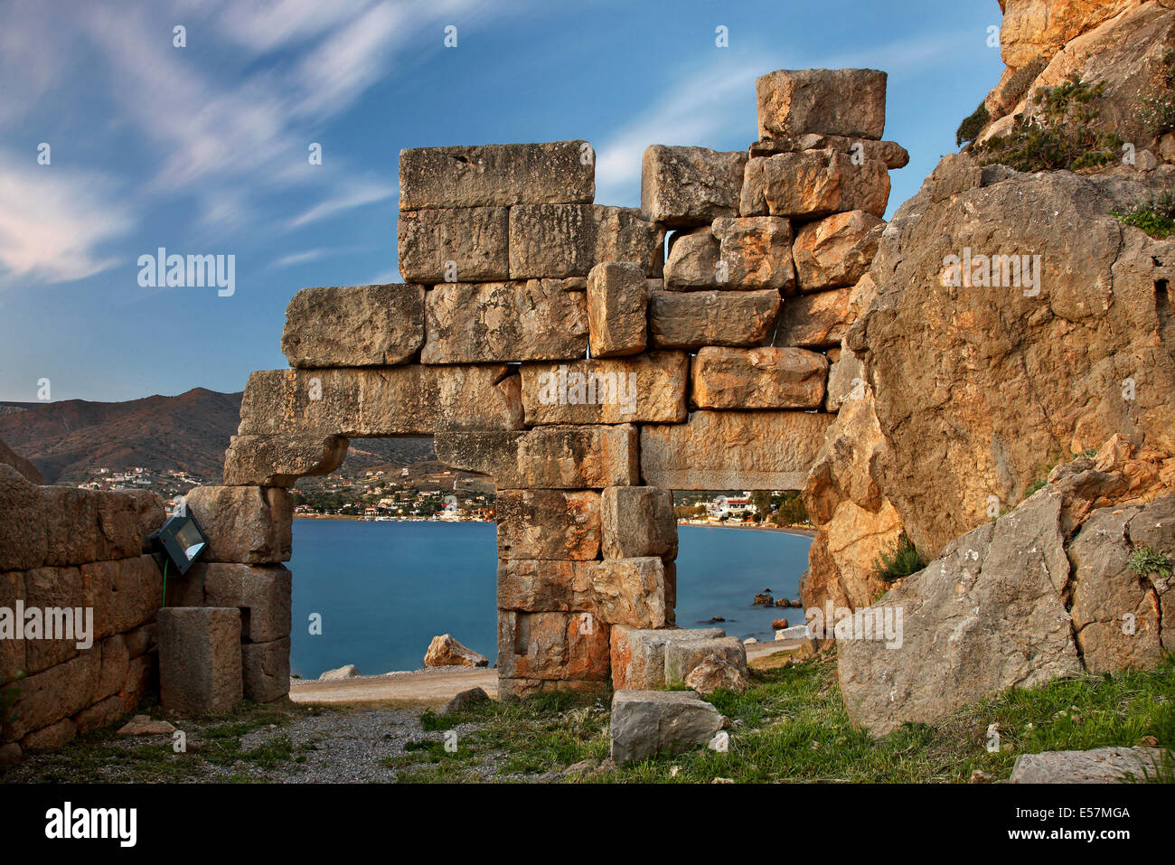 The gate of the ancient castle at Alykes, Viotia ('Boeotia'), Corinthian gulf, Central, Greece Stock Photo