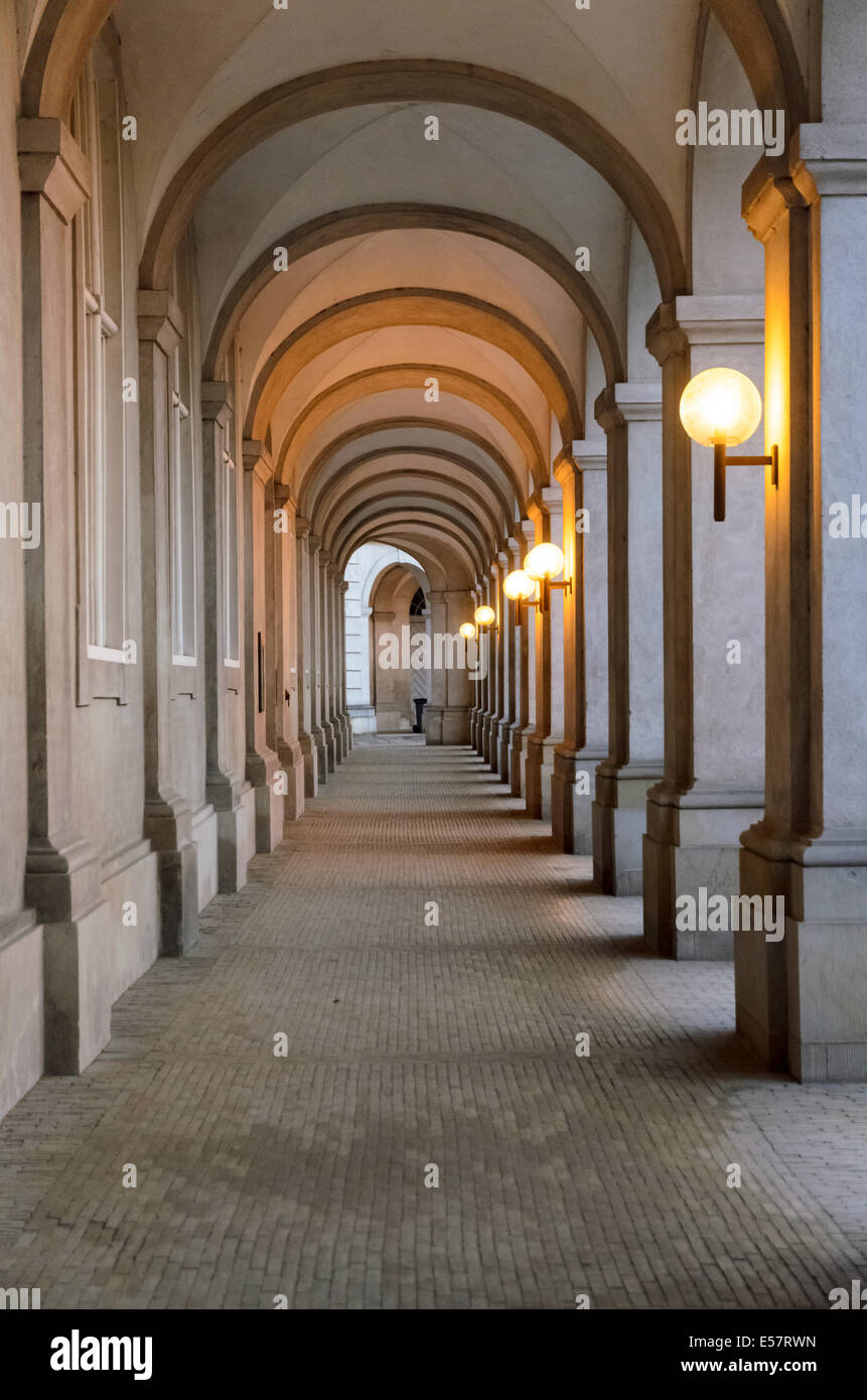 Colonnade in Christiansborg Castle, Copenhagen, Denmark Stock Photo