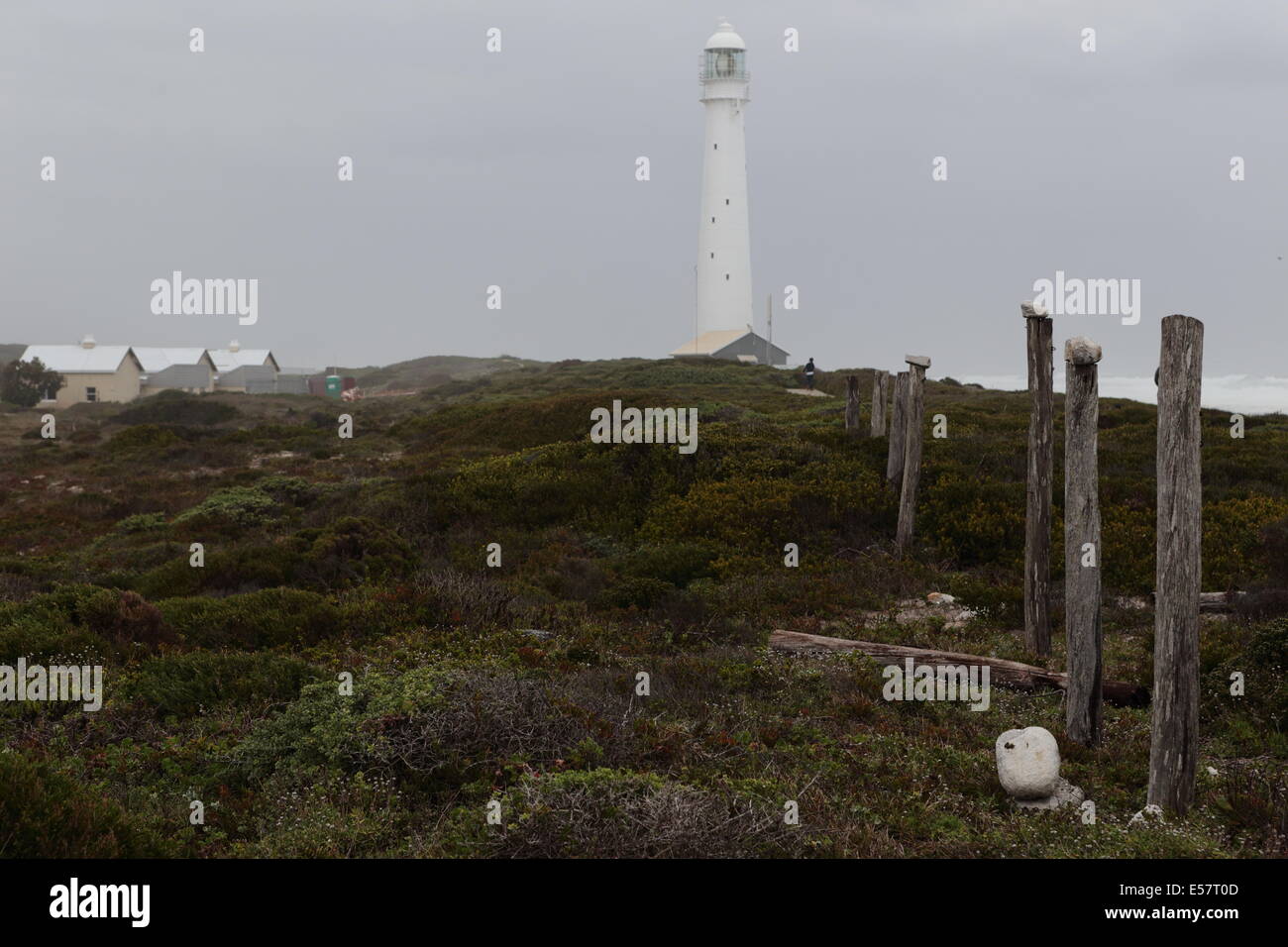 Slangkop lighthouse in Kommetjie, South Africa, on a cold wintery day Stock Photo