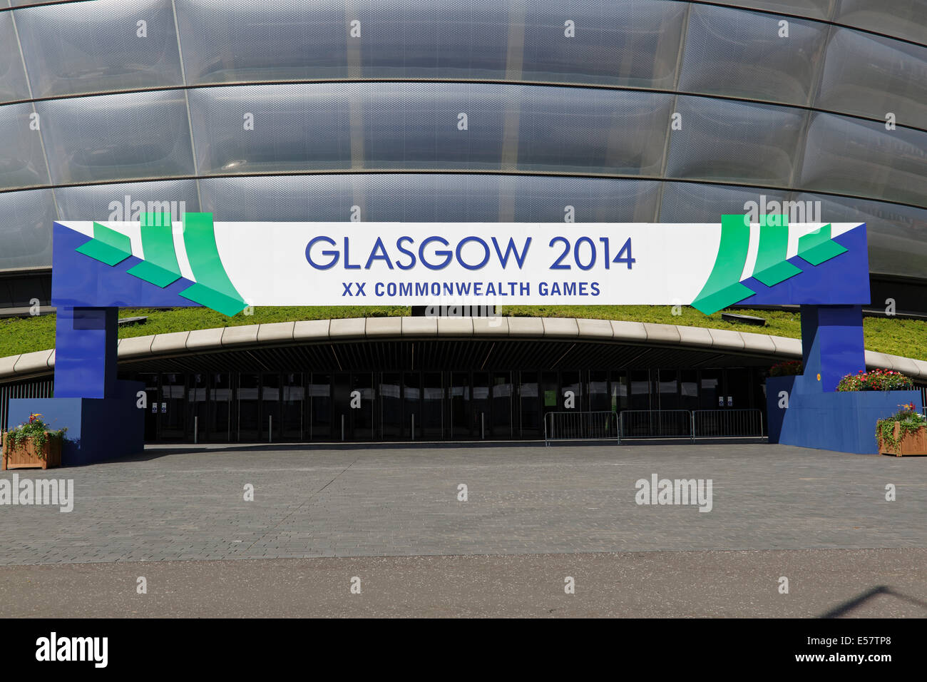 SSE Hydro, SECC Precinct, Glasgow, Scotland, UK, Tuesday, 22nd July, 2014. With one day until the Glasgow 2014 Commonwealth Games Opening Ceremony the Venues are waiting for spectators and competitors to arrive Stock Photo