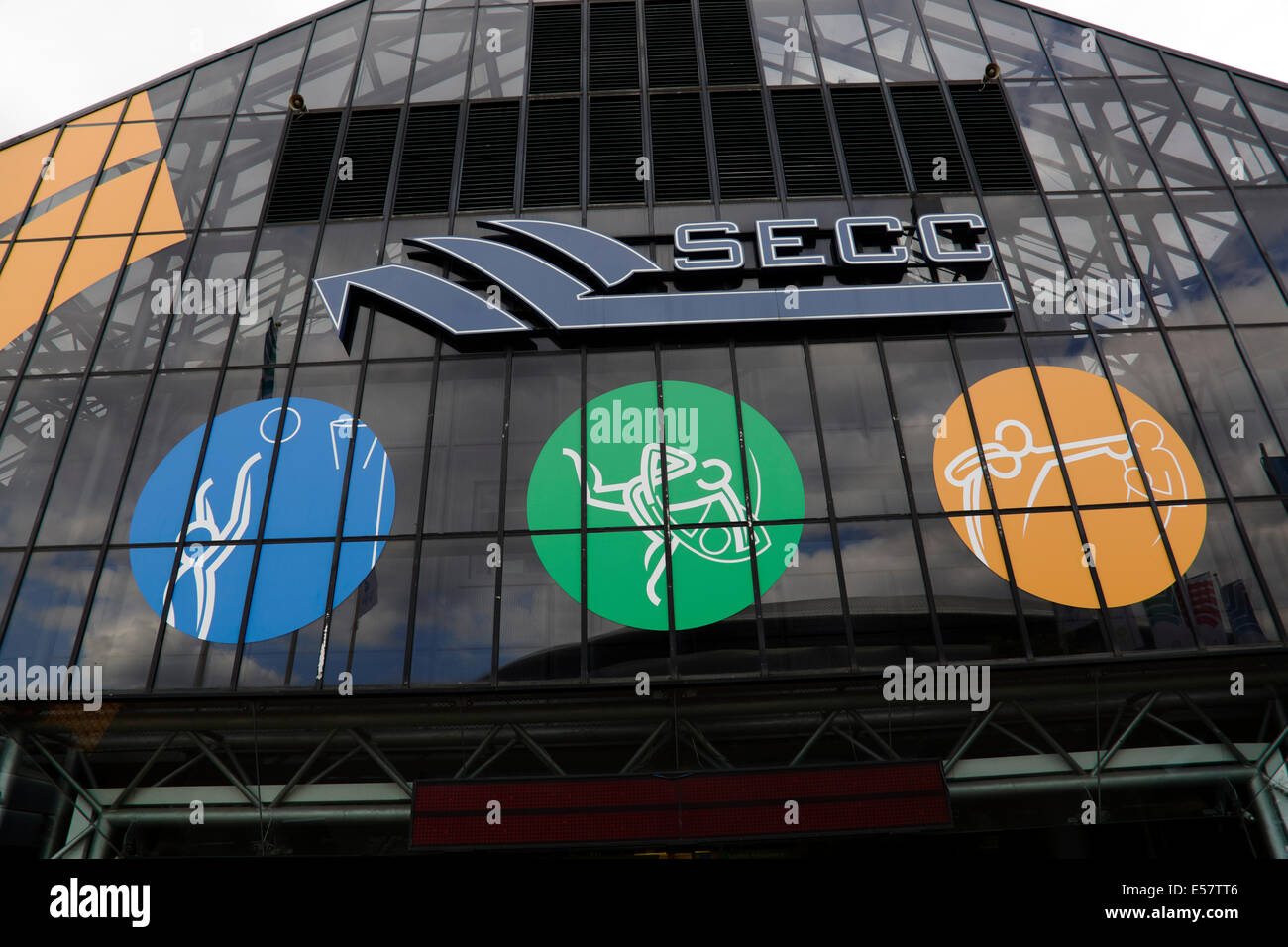 SECC Precinct, Glasgow, Scotland, UK, Tuesday, 22nd July, 2014. With one day until the Glasgow 2014 Commonwealth Games Opening Ceremony the venues are waiting for spectators and competitors to arrive Stock Photo
