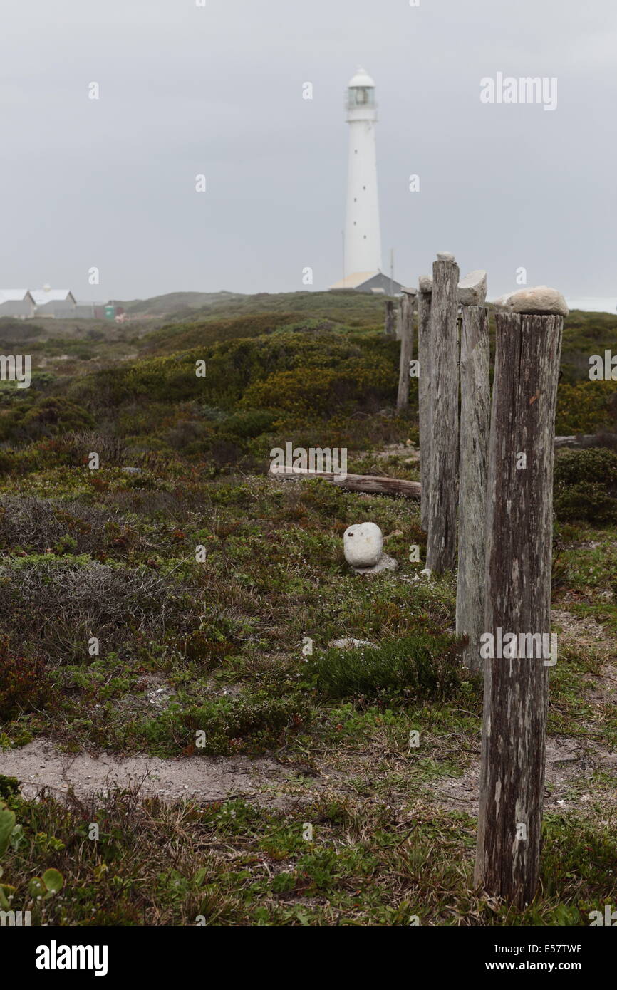 Slangkop lighthouse in Kommetjie, South Africa, on a cold wintery day Stock Photo