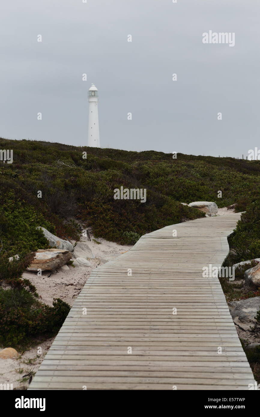 Slangkop lighthouse in Kommetjie, South Africa, on a cold wintery day Stock Photo