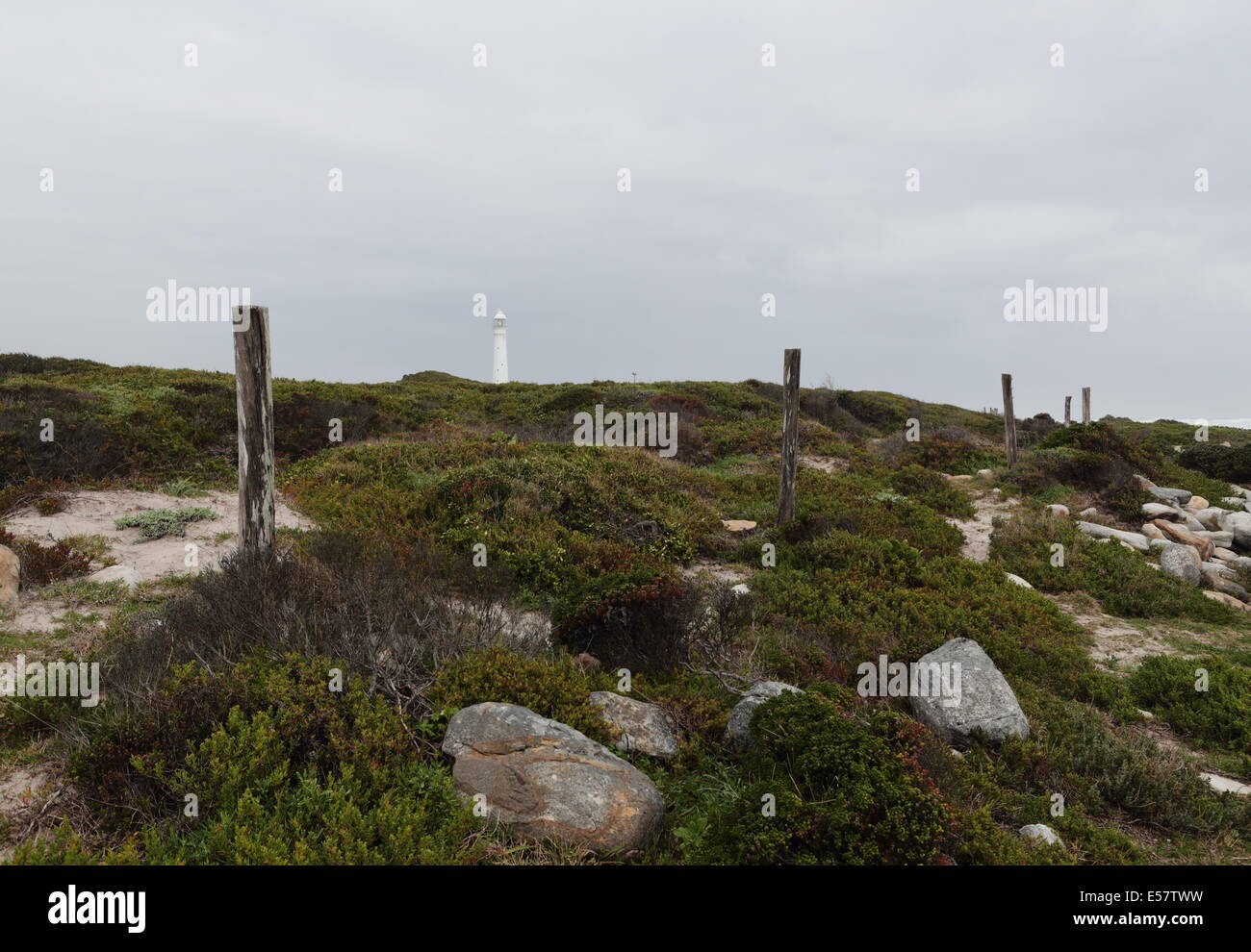 Slangkop lighthouse in Kommetjie, South Africa, on a cold wintery day Stock Photo