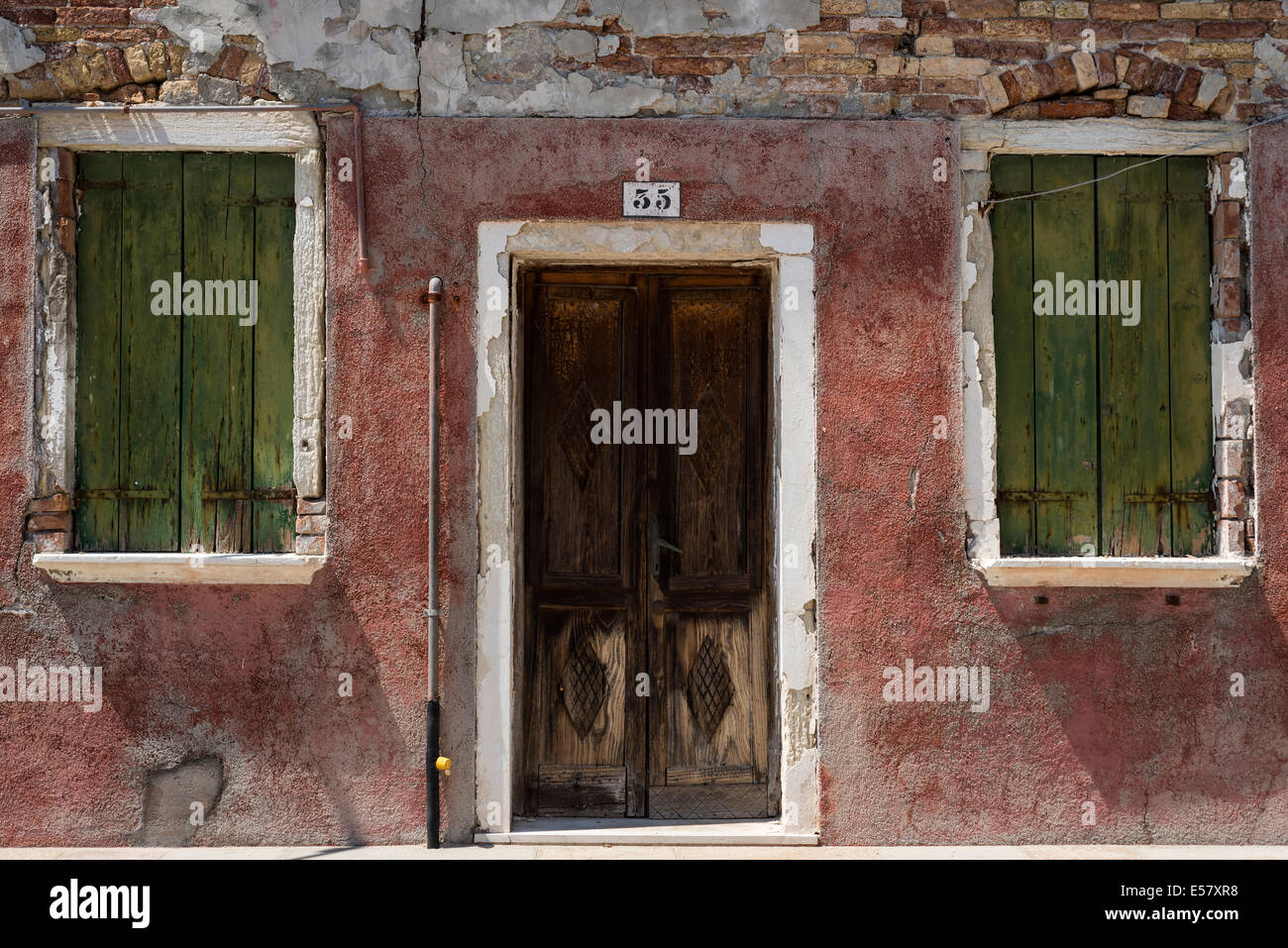 Old door in Burano - Venice Stock Photo