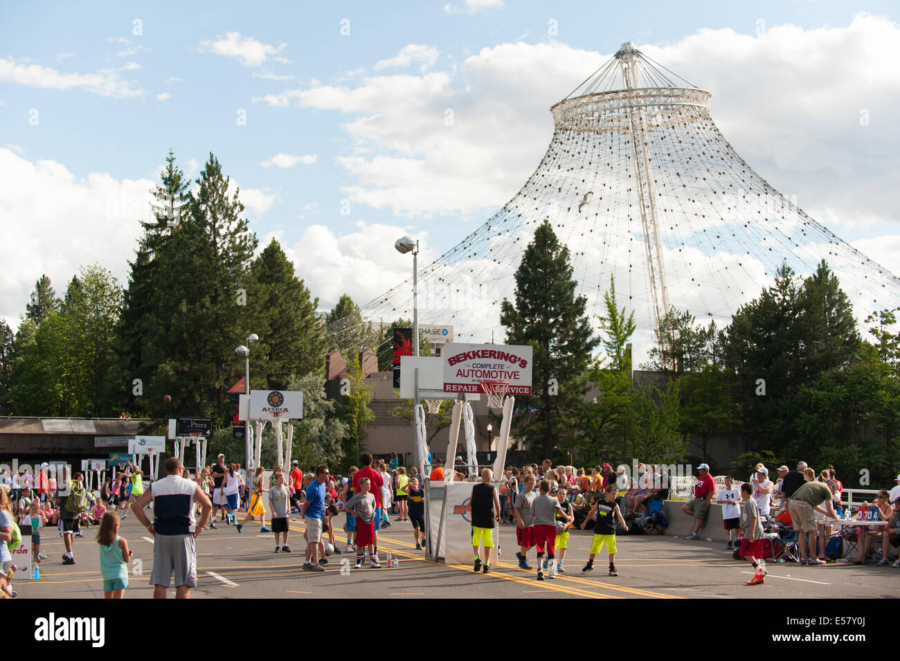 Basketball courts of Spokane's Hoopfest, the largest 3on3 basketball