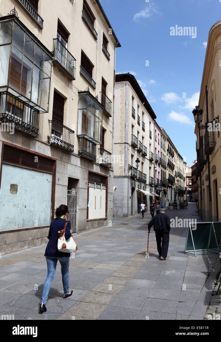 Narrow street in the old town of Avila, Castilla y Leon, Spain Stock Photo