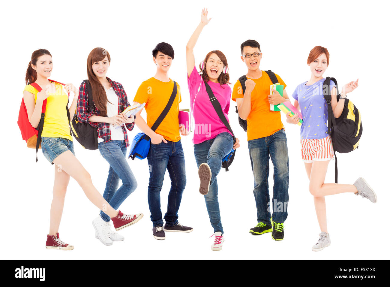 happy young students standing together Stock Photo