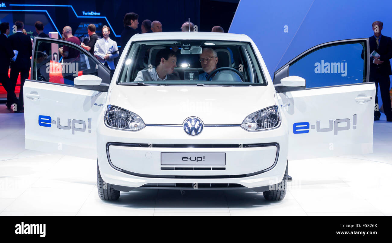 Electric car e-up of Volkswagen AG, 65th International Motor Show IAA 2013, Frankfurt am Main, Hesse, Germany Stock Photo
