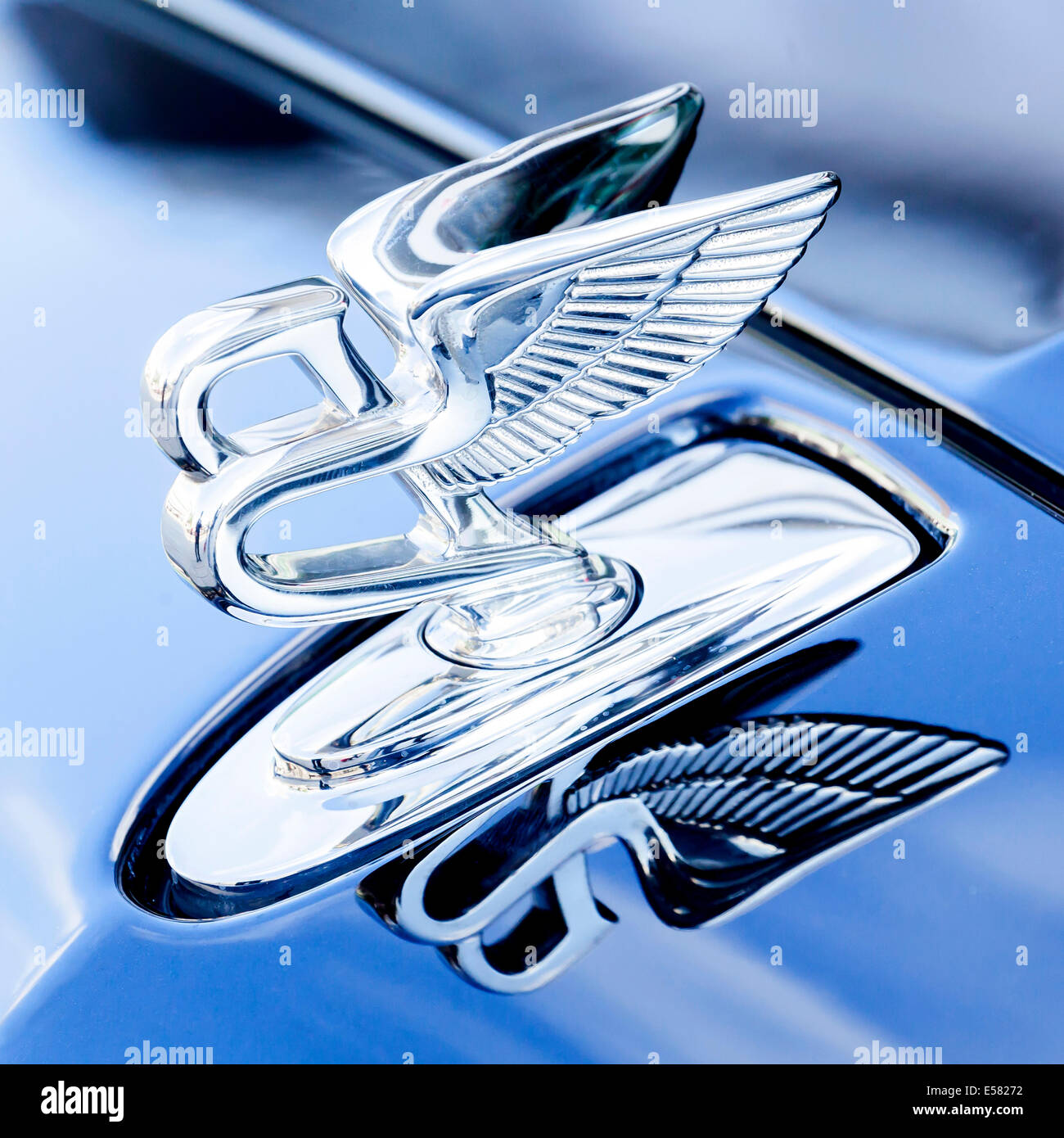 Hood ornament Flying B on a luxury vehicle of the British car manufacturer Bentley, 65th International Motor Show IAA 2013 Stock Photo