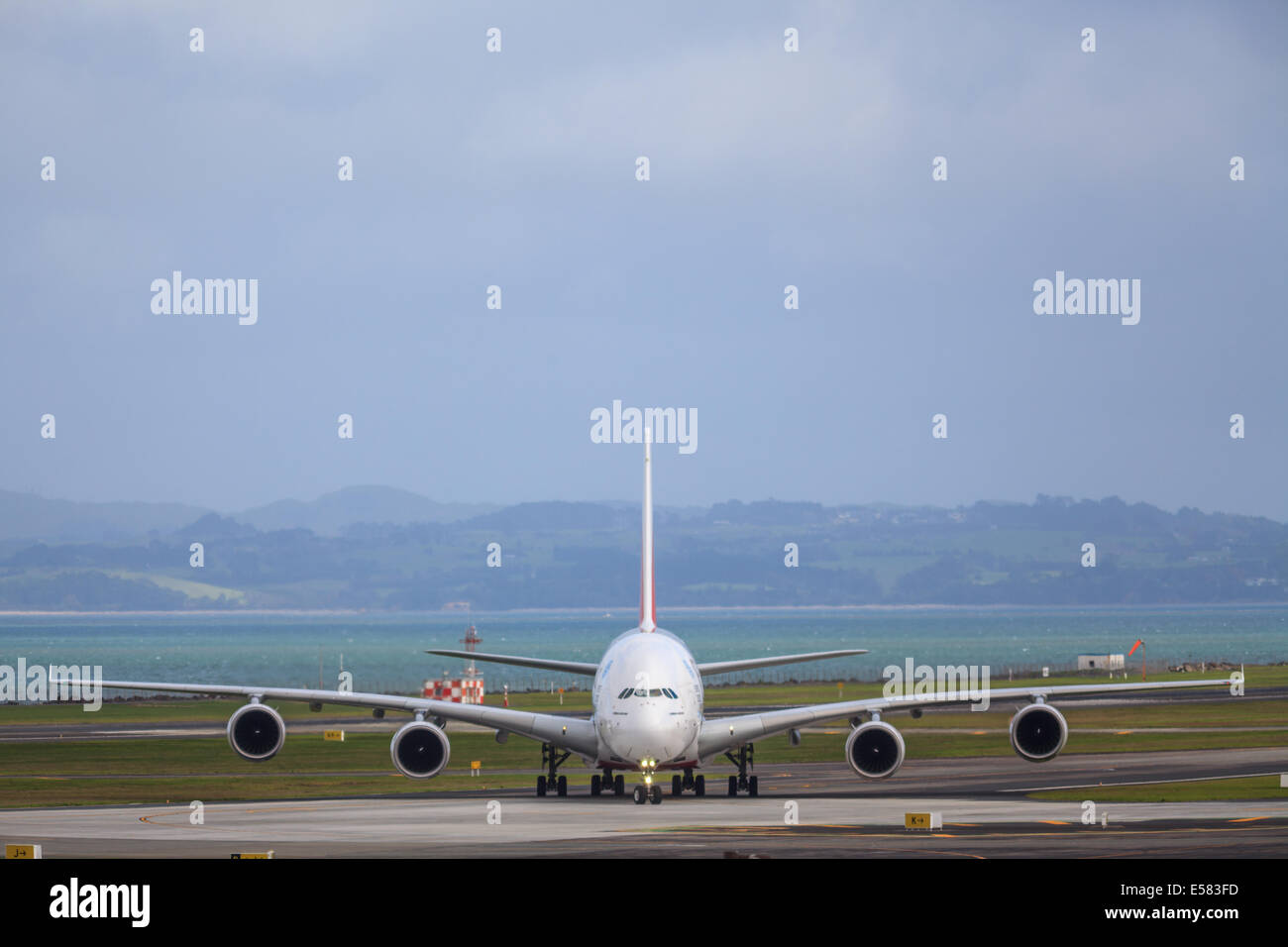 Emirates  Airbus A380 airplane  at AKL airport,Auckland,North Island,New Zealand AOTEAROA Stock Photo