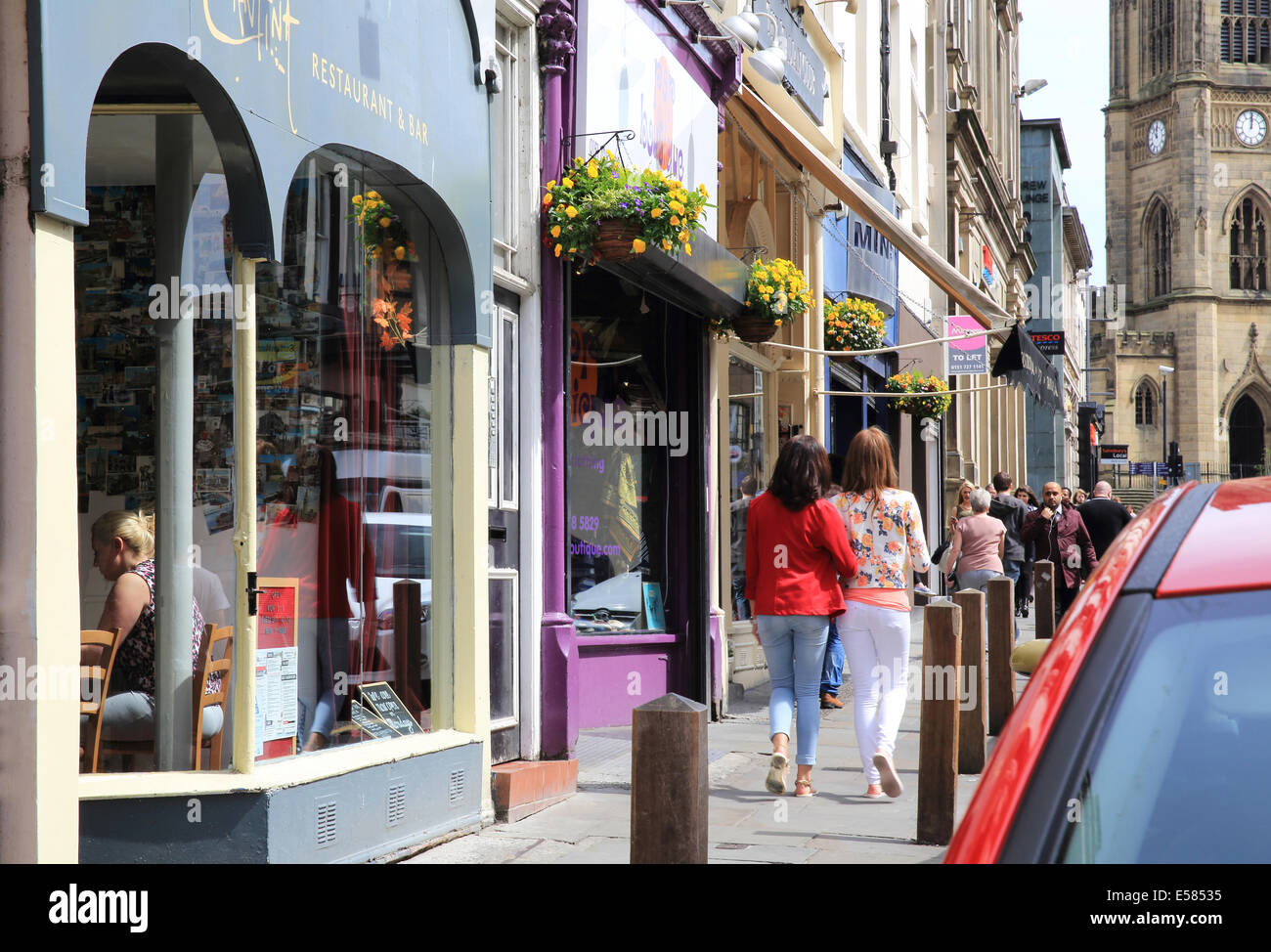 Independent shops on famous Bold Street in Liverpool in the Ropewalks