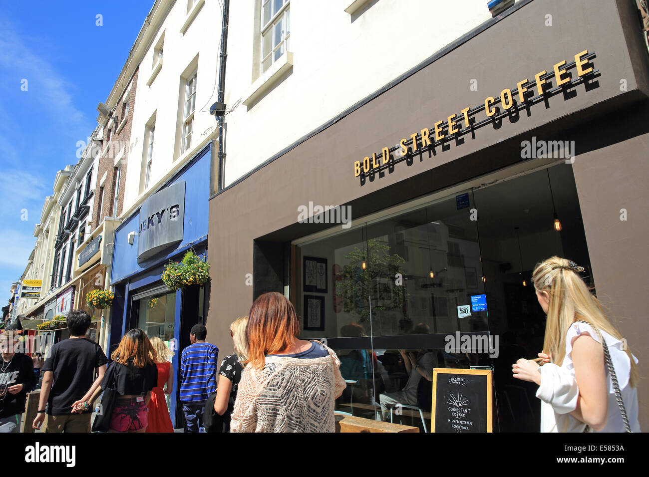 Bold Street Coffee Shop, a popular, independent specialist cafe, in