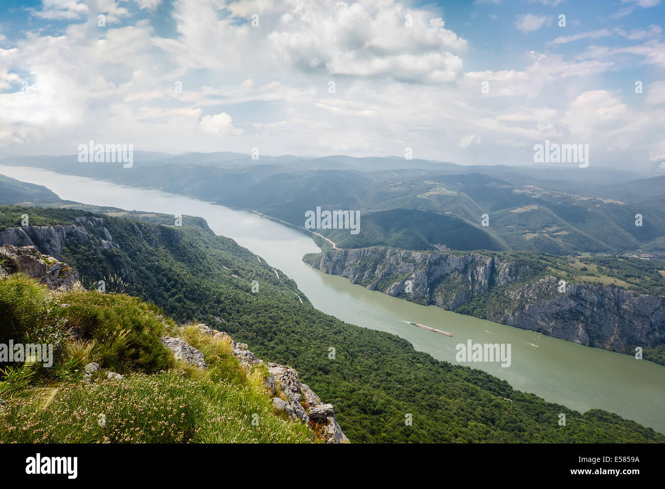 Danube river at Iron Gate gorge Stock Photo