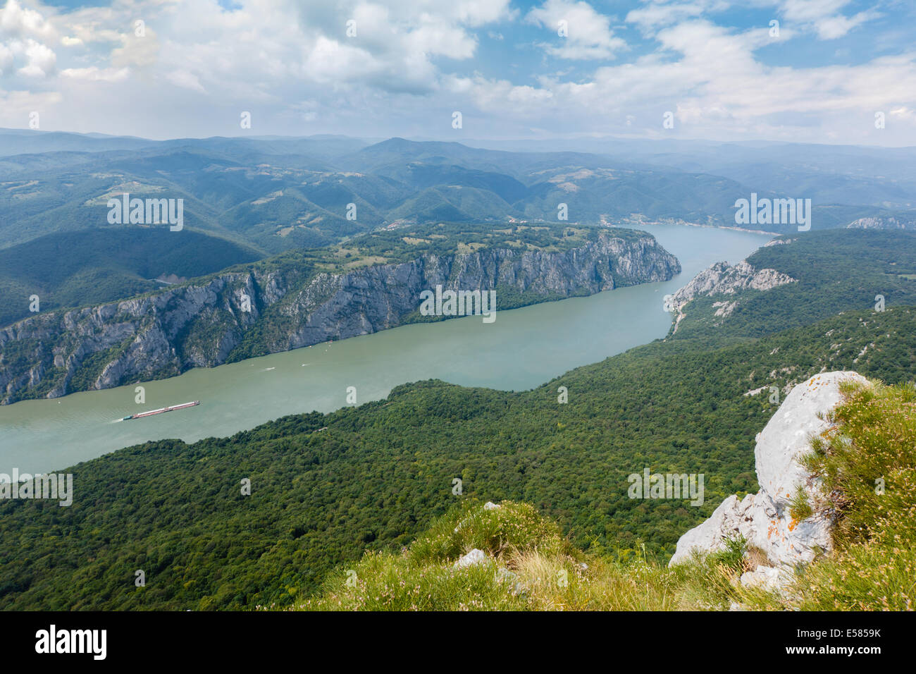 Danube river at Iron Gate gorge Stock Photo