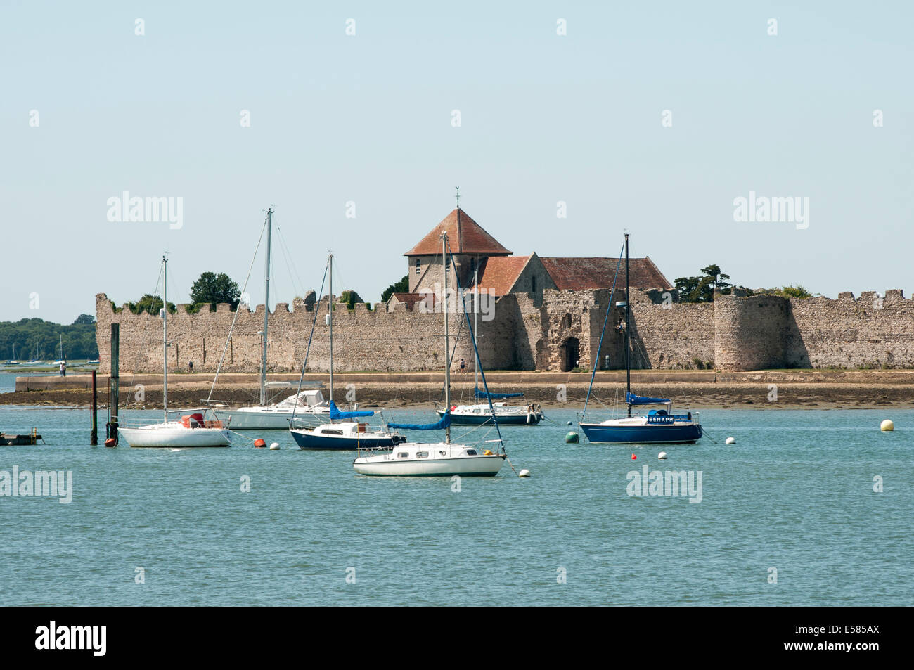 Portchester Castle in Portsmouth Harbour Hampshire Stock Photo Alamy