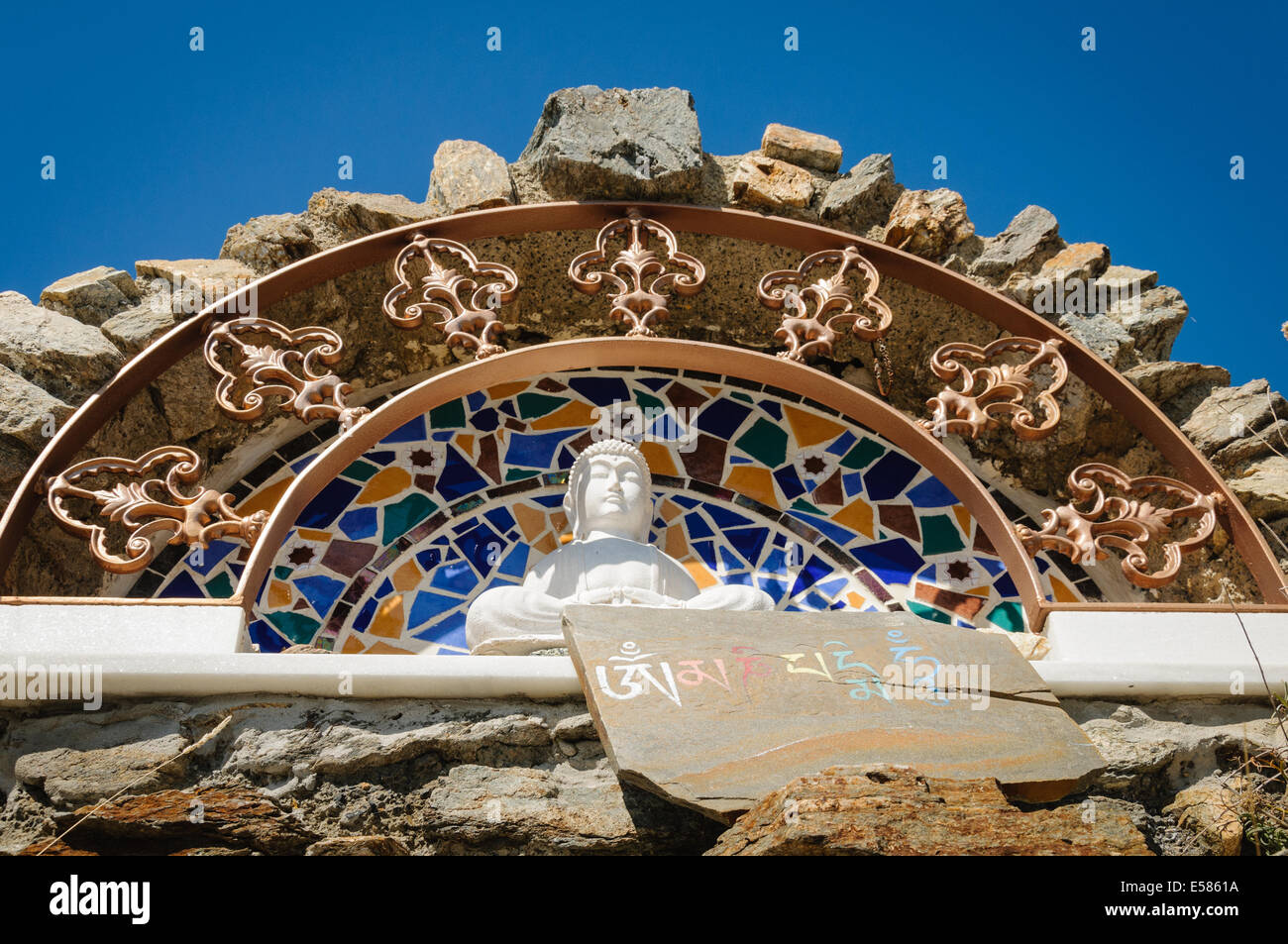Buddhist shrine at O Sel Ling, Alpujarra, Spain Stock Photo