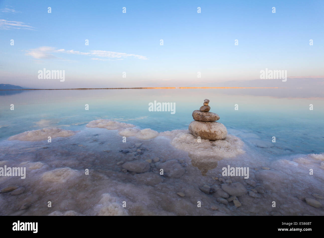 Israel, Dead Sea, salt crystalization caused by water evaporation Stock Photo