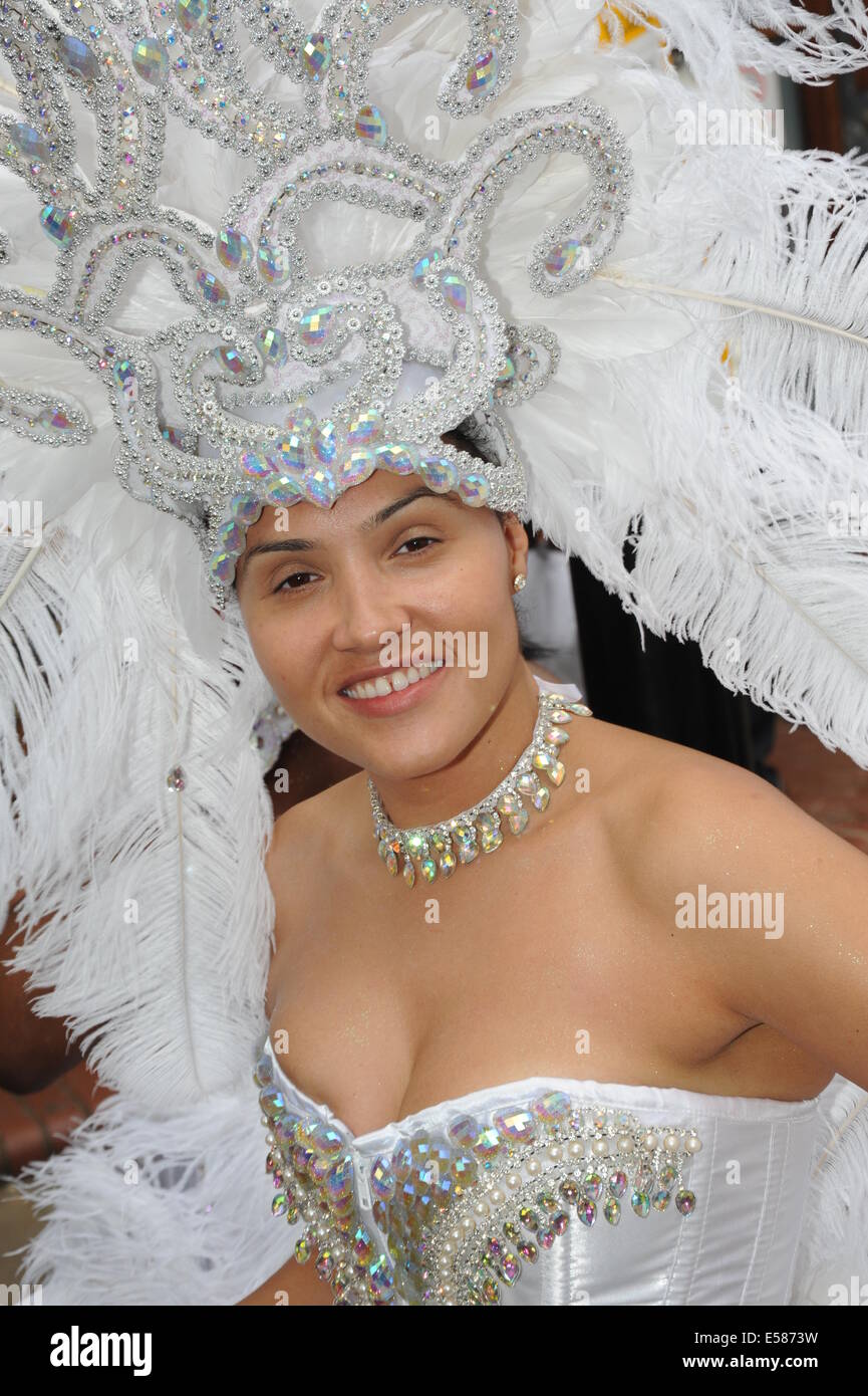 Photograph of a women wearing traditional Caribbean Festival headdress Stock Photo