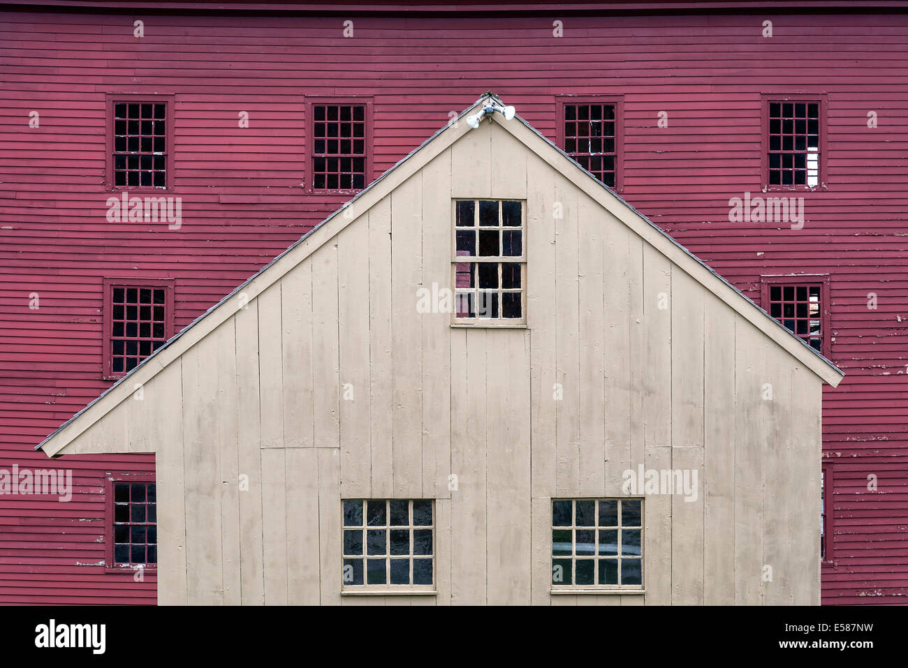 Red barn detail, Hancock Shaker Village, Massachusetts, USA Stock Photo