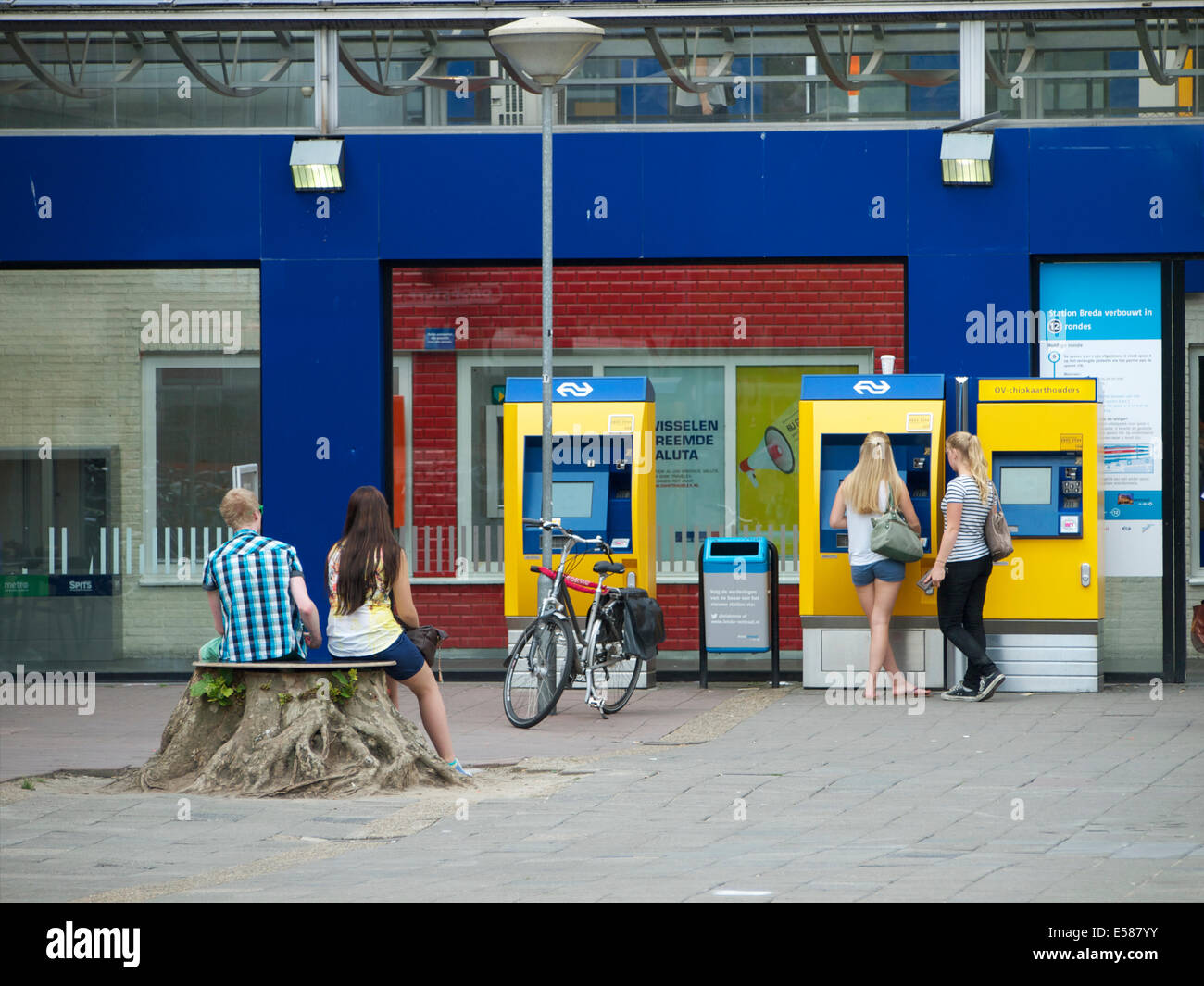 At Dutch NS train stations, tickets can only be bought at vending machines like these. Breda, the Netherlands Stock Photo