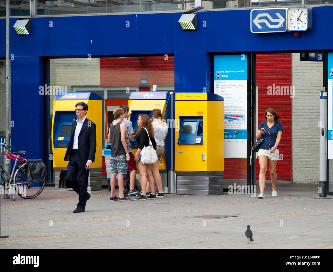 At Dutch NS train stations, tickets can only be bought at vending machines like these. Breda, the Netherlands Stock Photo