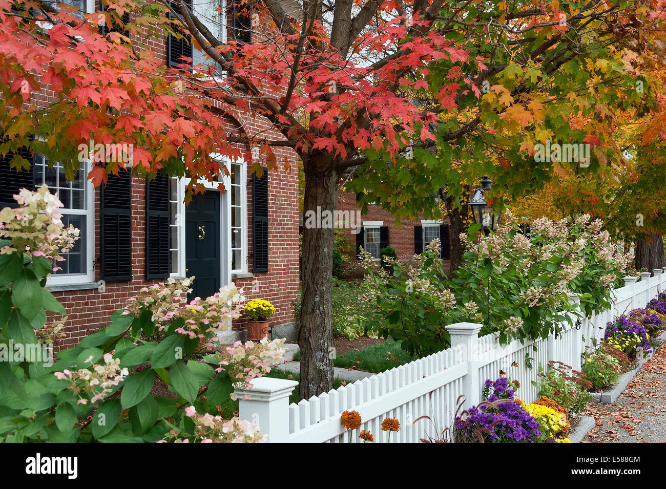 Charming New England brick house with picket fence, Grafton, Vermont