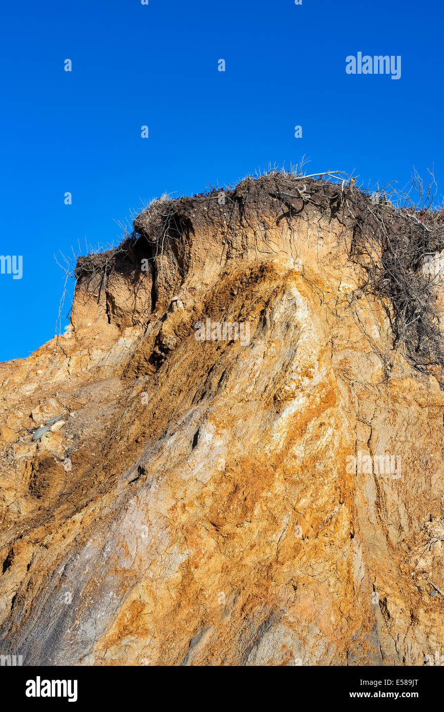 Coastal clay cliffs and rock formations, Lucy Vincent Beach, Martha's Vineyard, Massachusetts, USA Stock Photo