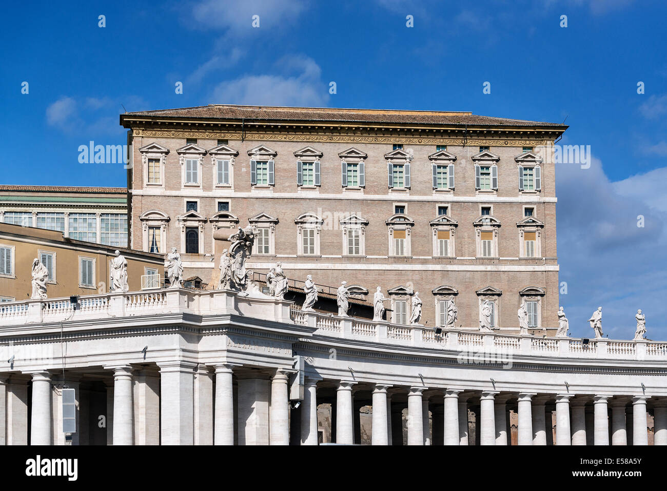 The Pope's apartment and Bernini's colonnade, Vatican City, Rome, Italy Stock Photo