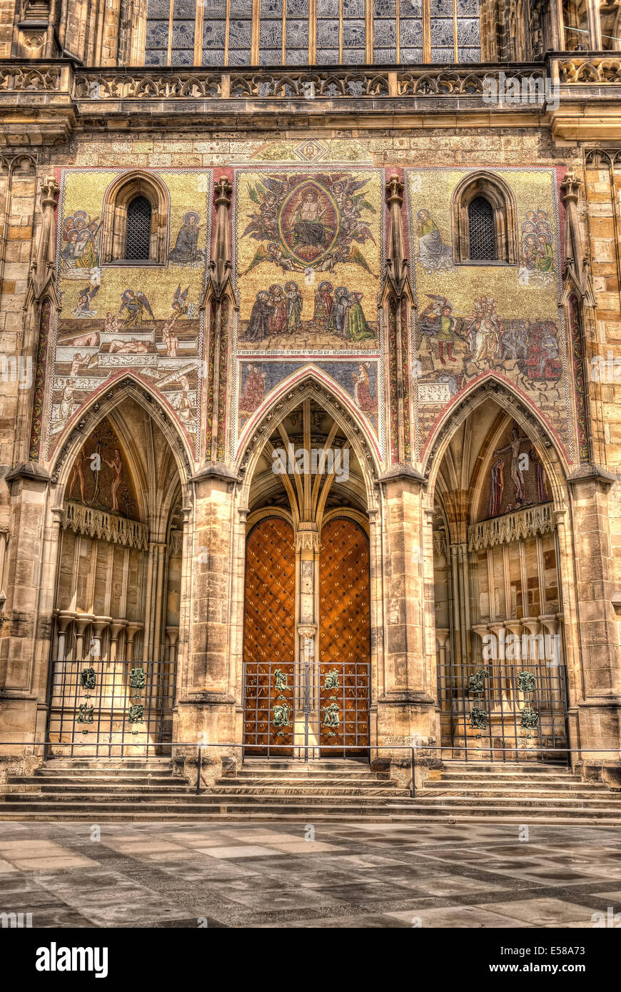 Southern gates of St.Vitus cathedral in Prague, Czech Republic Stock Photo